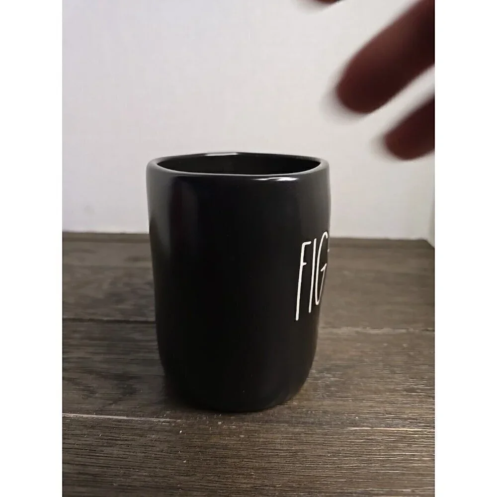 NWT Rae Dunn Artisan Fighter Coffee Mug Black White Lettering 2021